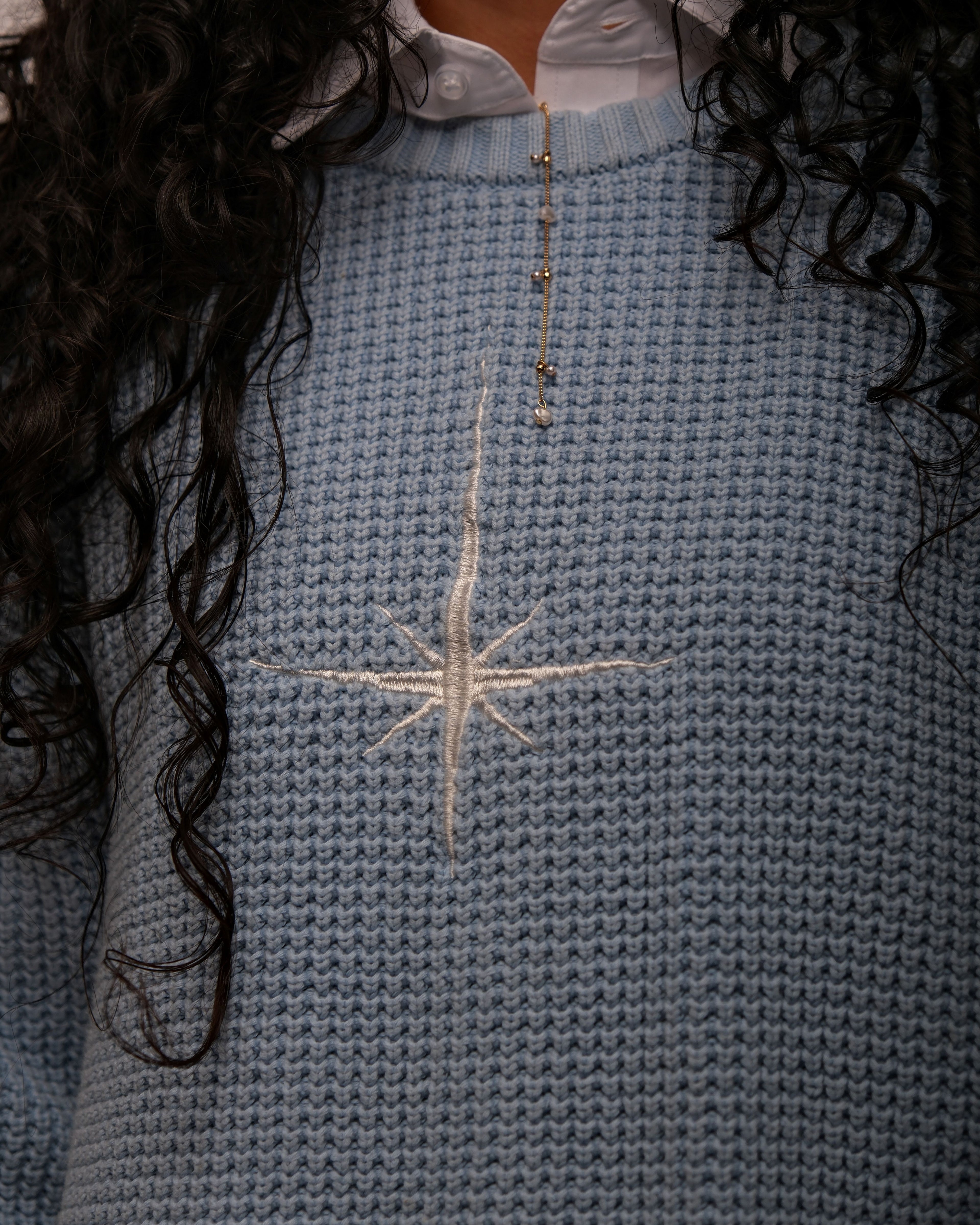 Blue North Star Knitted Sweater