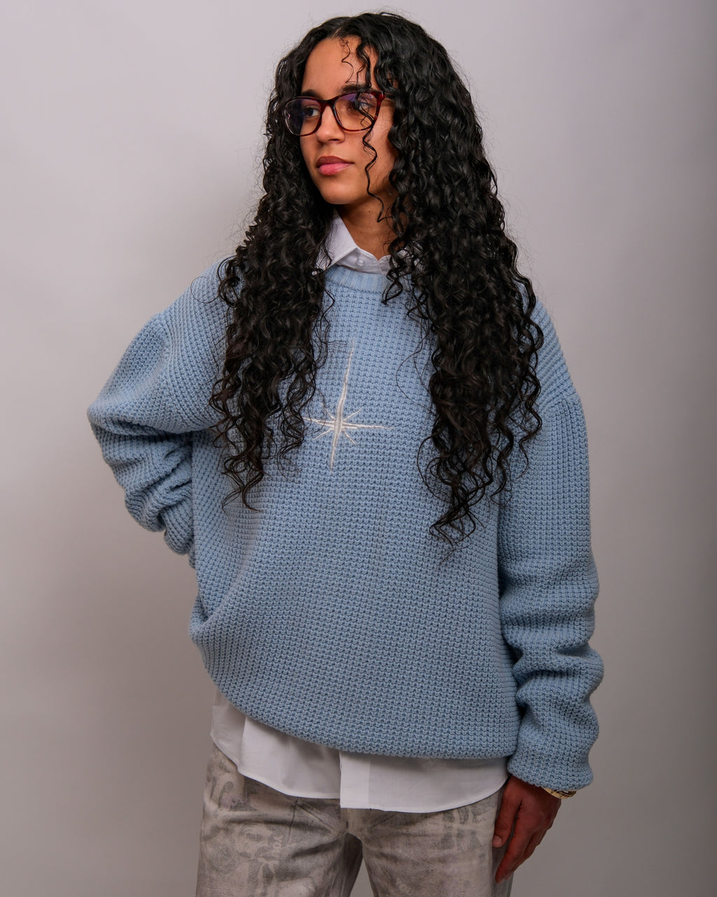 Blue North Star Knitted Sweater